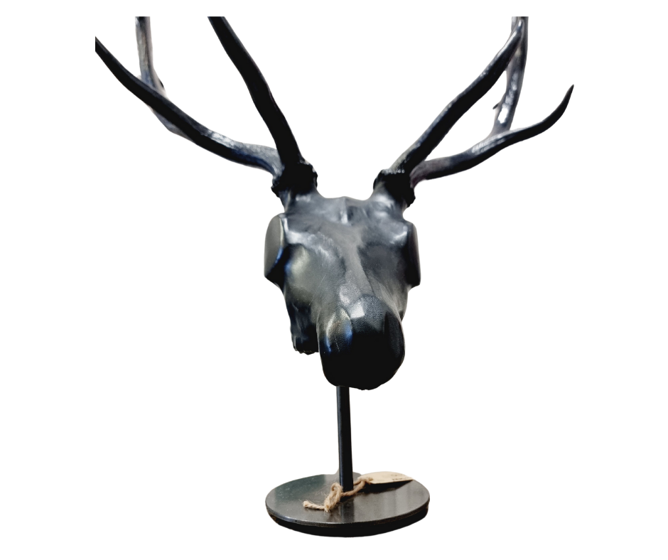 Fallow deer with black leather - black stand