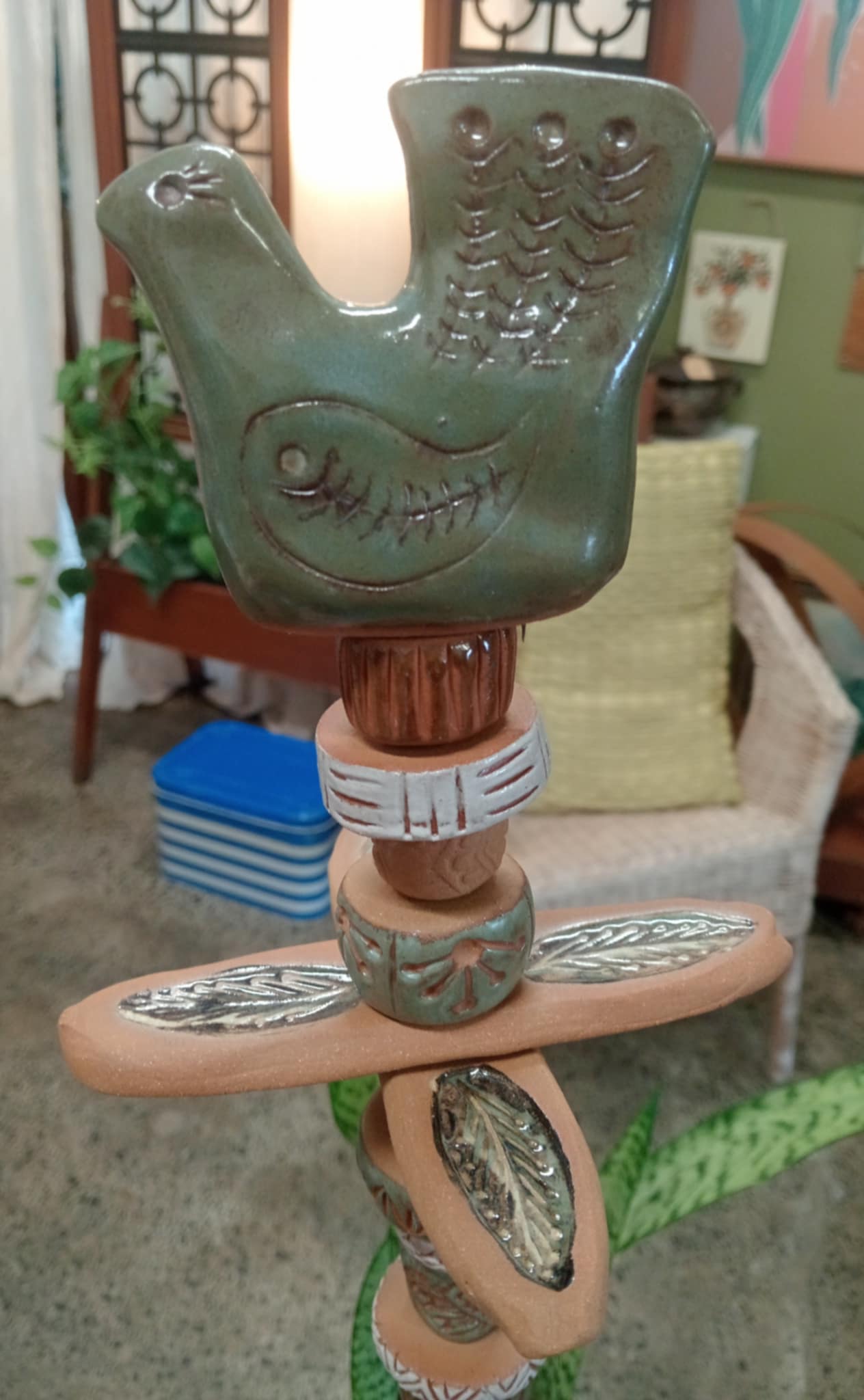 Totara Garden Bird Totem by Paula Saunders