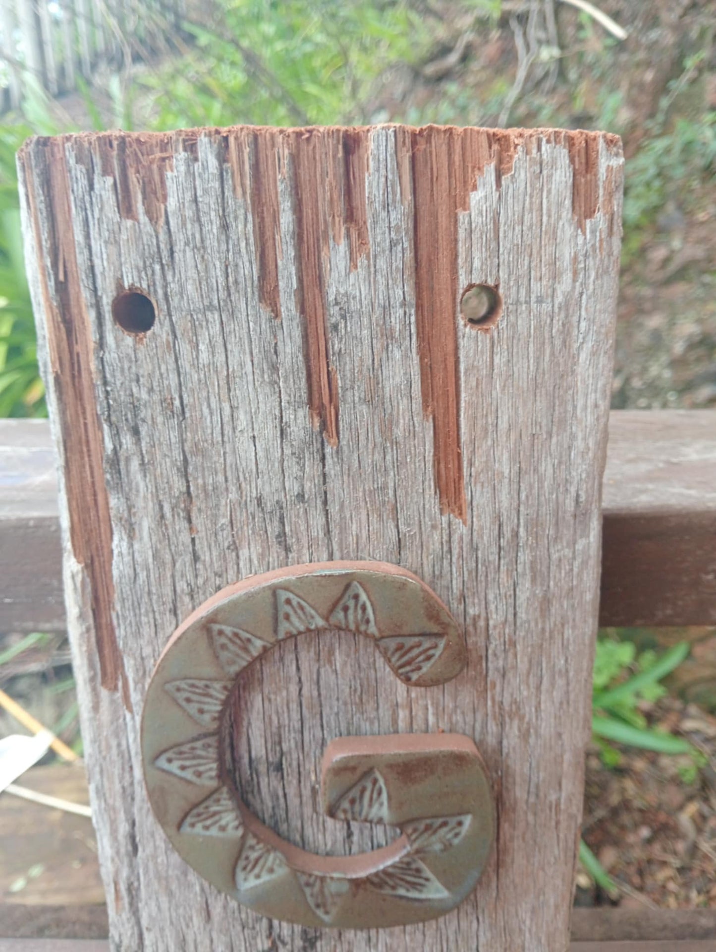 Recycled totara post 'GRATEFUL' - Paula Saunders