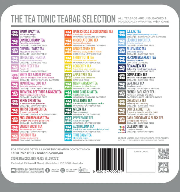 Tea Tonic Deluxe Tea Chest - Gourmet Tin - Approx 2 Teabags of Complete Tea Range