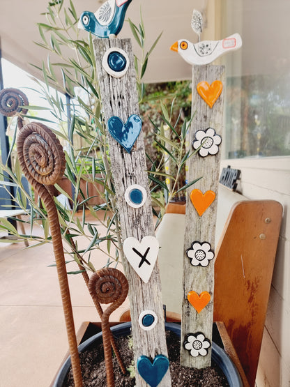 Garden Totem - Orange and White Bird