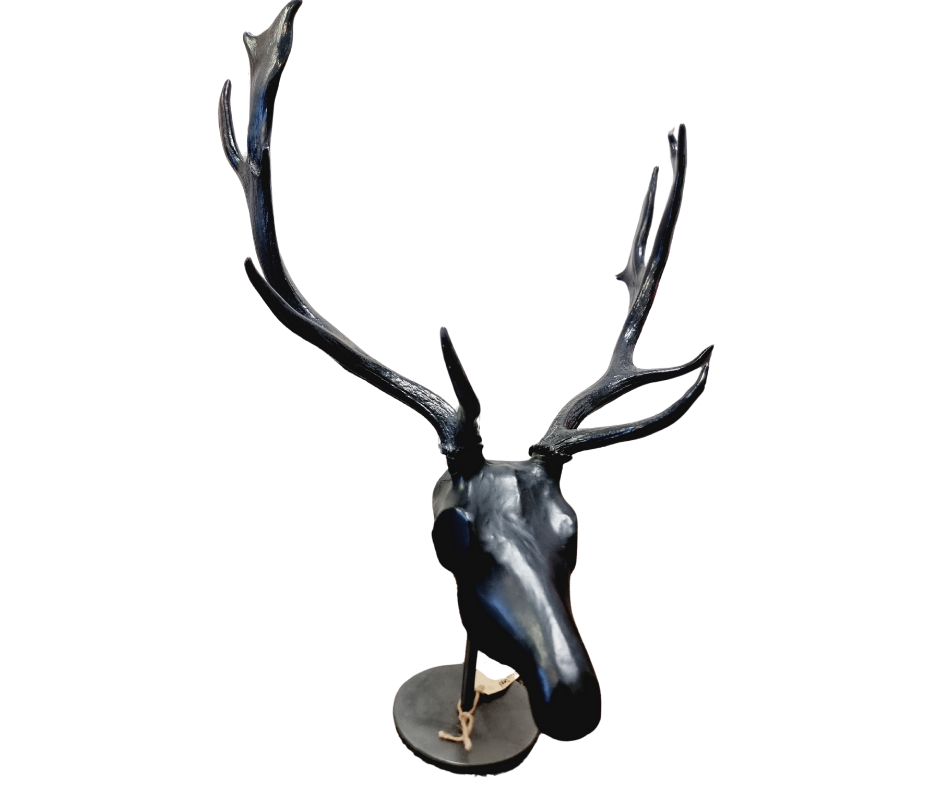 Fallow deer with black leather - black stand