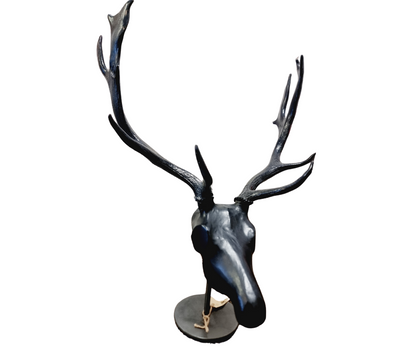 Fallow deer with black leather - black stand