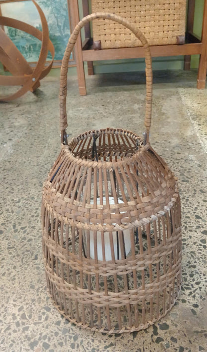 Boho wicker hurricane candle holder - Candle included