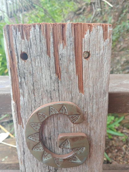 Recycled totara post 'GRATEFUL' - Paula Saunders