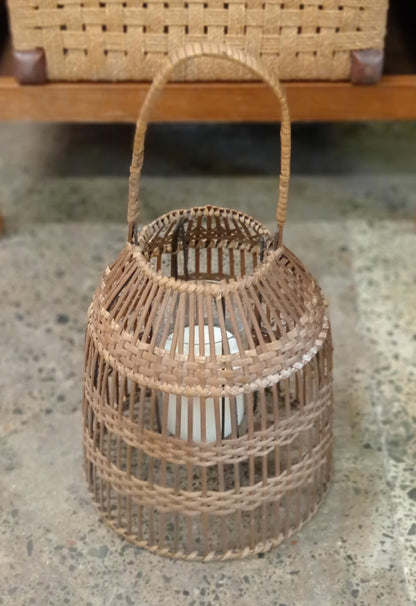 Boho wicker hurricane candle holder - Candle included