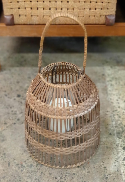 Boho wicker hurricane candle holder - Candle included