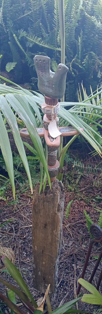 Totara Garden Bird Totem by Paula Saunders