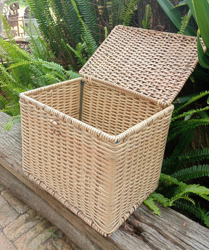 Vintage Woven Cane Picnic Basket