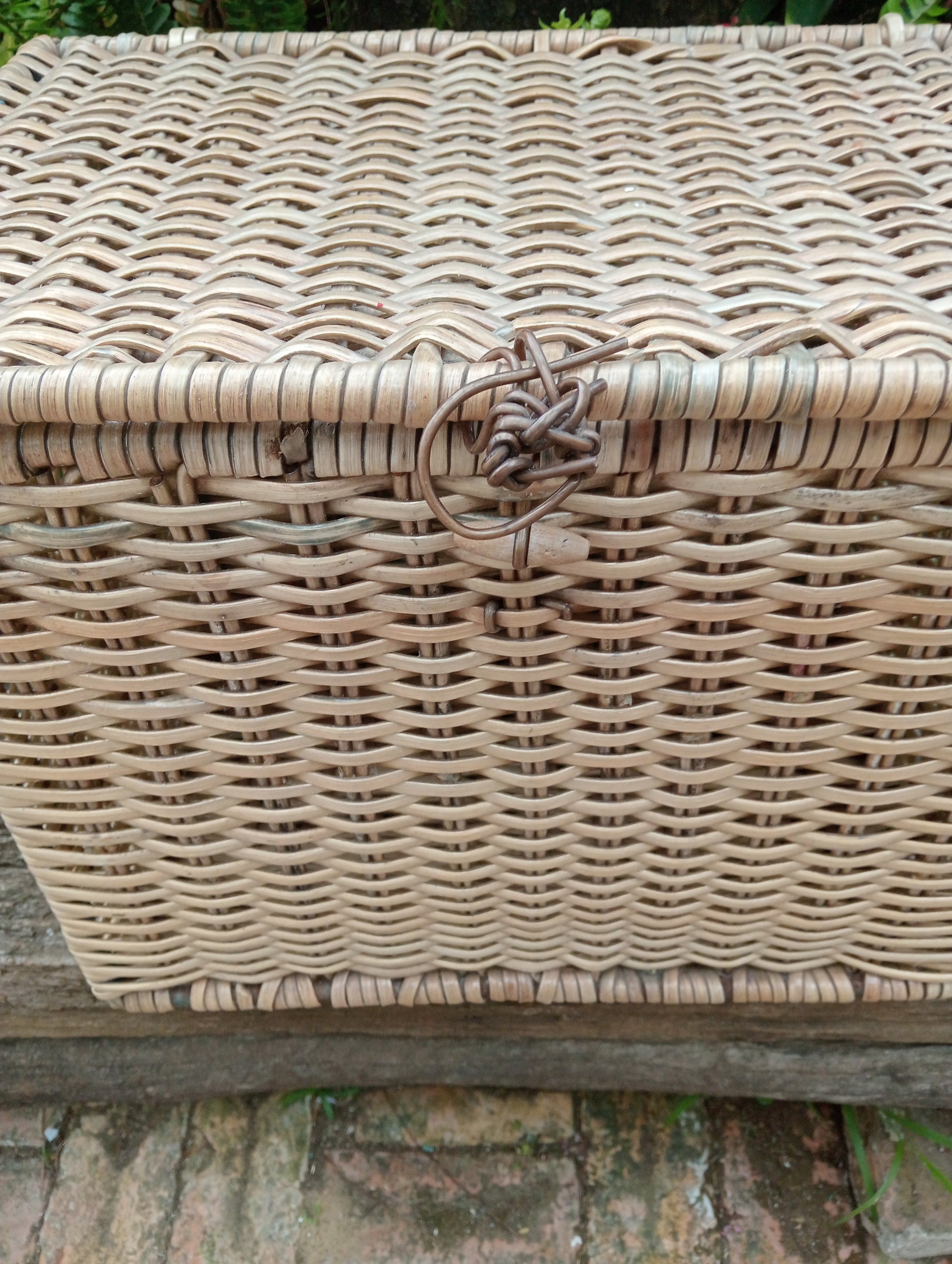 Vintage Woven Cane Picnic Basket