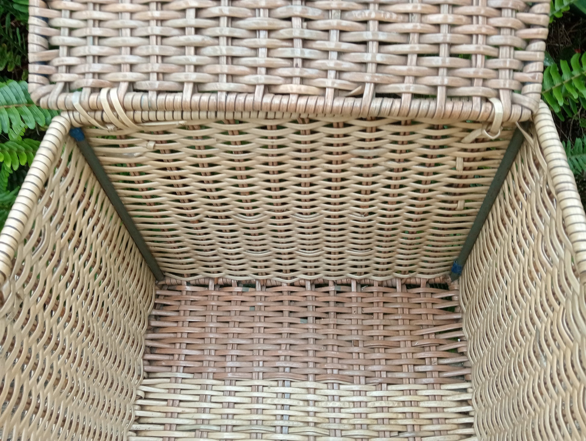Vintage Woven Cane Picnic Basket