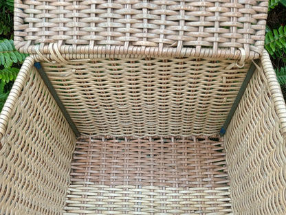 Vintage Woven Cane Picnic Basket